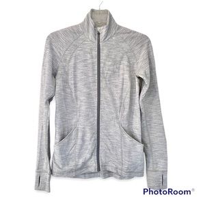 Lululemon Athletica Grey Striped Zip-up Jacket EUC